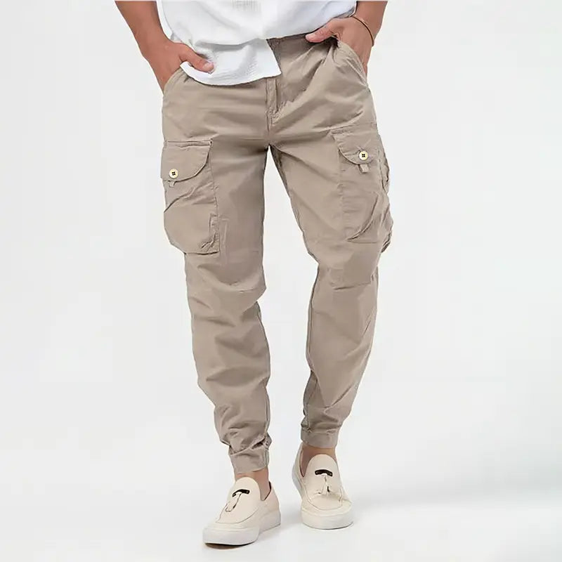 Men’s Cargo Trousers With Side Cargo Pockets and Elasticated Cuffs