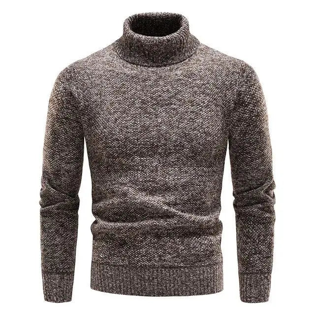 Men’s Turtleneck Jumper with Classic Ribbed Collar and Slim Fit