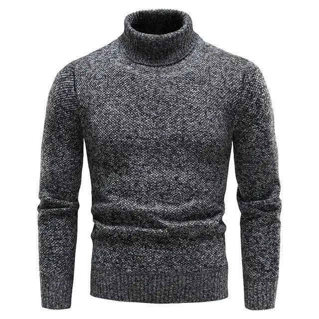Men’s Turtleneck Jumper with Classic Ribbed Collar and Slim Fit