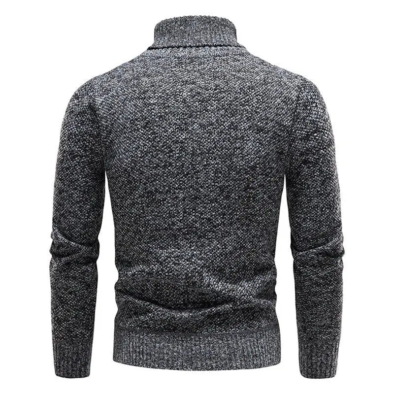 Men’s Turtleneck Jumper with Classic Ribbed Collar and Slim Fit