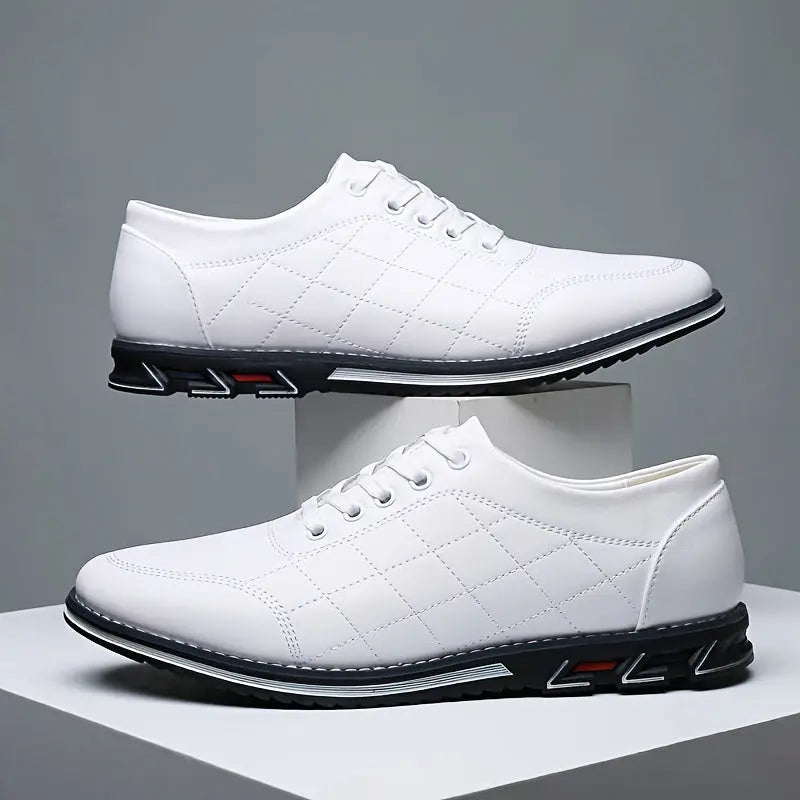 Men's Lace-Up Casual Shoes with Quilted Detailing and Sport Sole