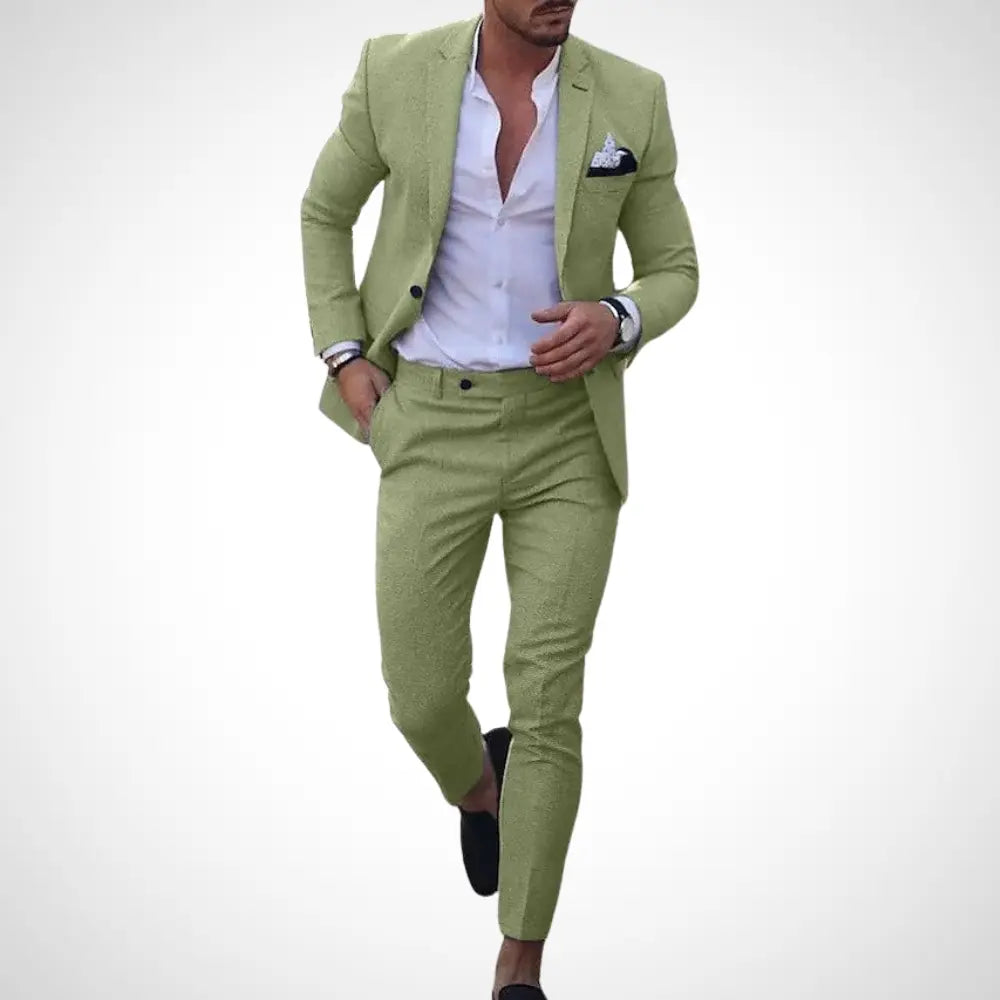 Men’s 2-Piece Suit Set With Single-Breasted Blazer and Slim-Fit Trousers