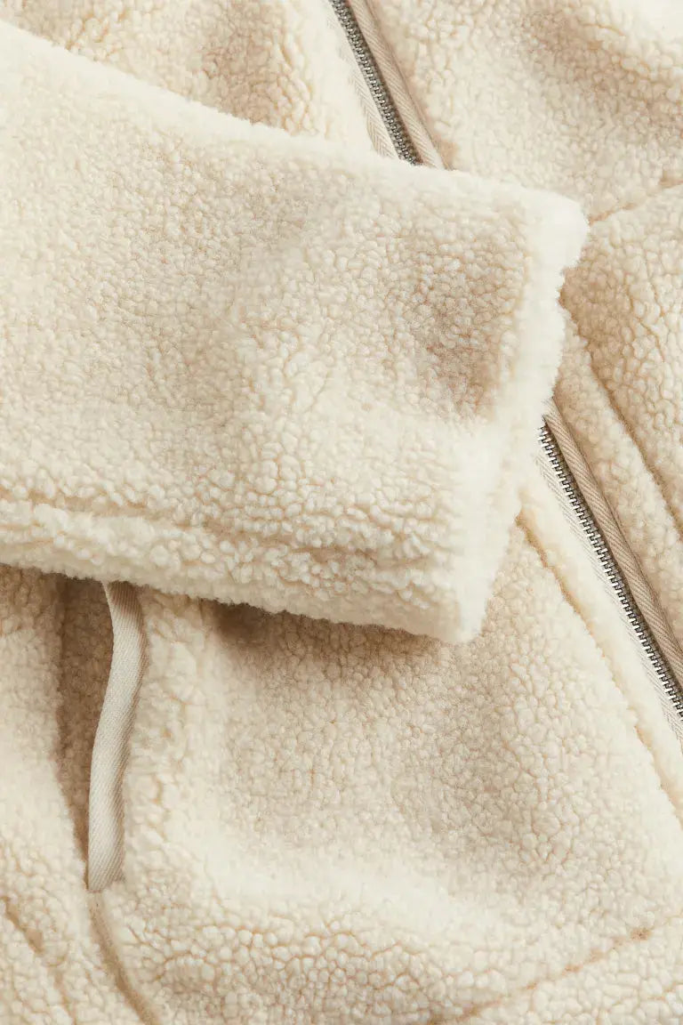 Women's Oversized Fleece Jacket with Zipper Front and High Collar