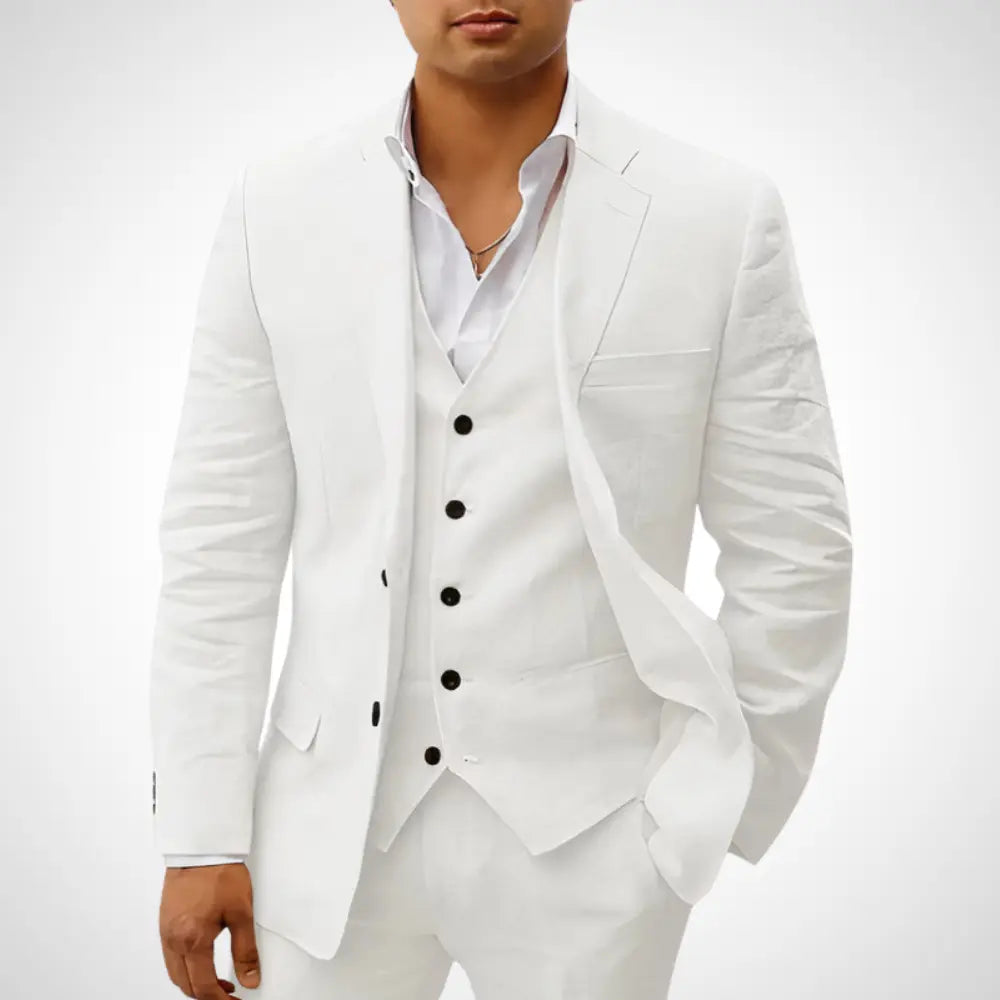 Men’s 3-Piece Suit Set With Single-Breasted Blazer and Buttoned Vest