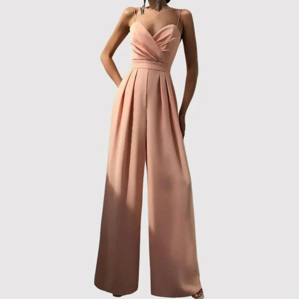 Women’s Spaghetti Strap Wide-Leg Jumpsuit With Wrapped Bodice