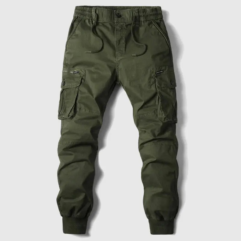 Men’s Cargo Trousers with Multi-Pocket Design and Elastic Cuffed Ankles