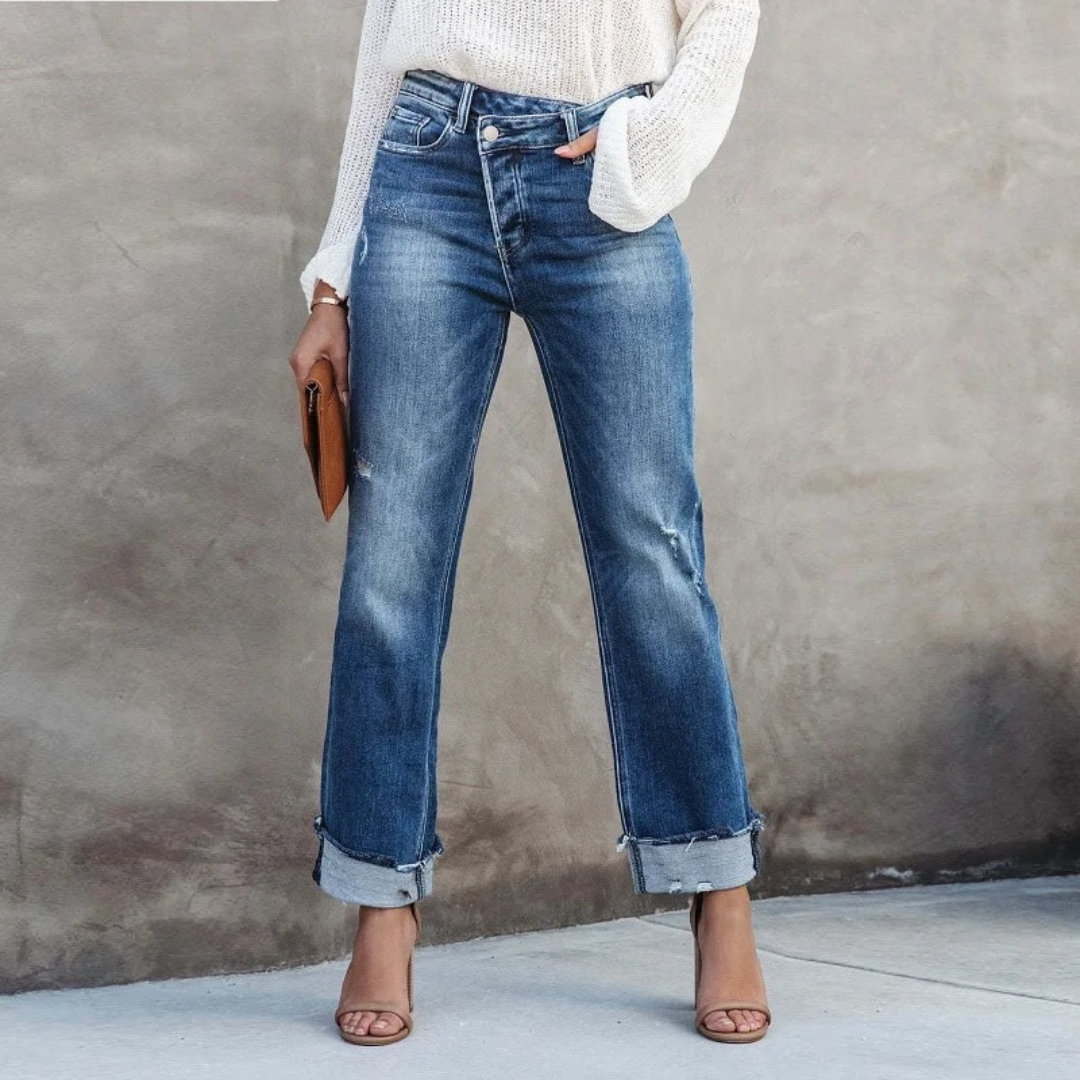 Women’s High-Waisted Straight Jeans | Cuffed