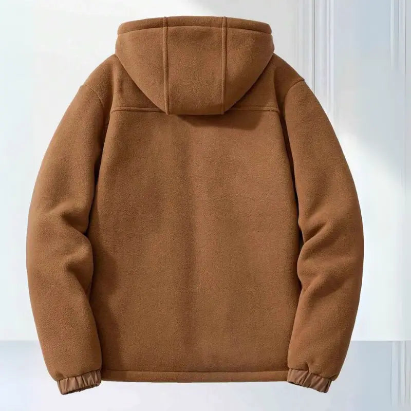 Men's Fleece Winter Jacket with Hood and Zipper Pockets